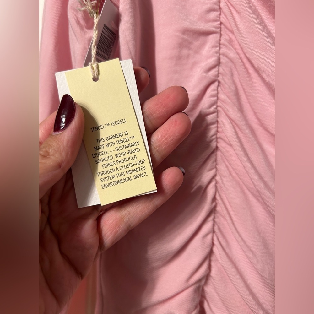 NWT Aritzia Wilfred Lydia Square Neck Ruched Top in Poetic Pink- Size Large - Picture 11 of 15